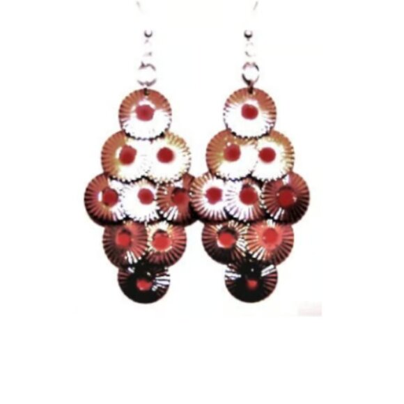Gem Embellished Medallion Earrings - Picture 2 of 2